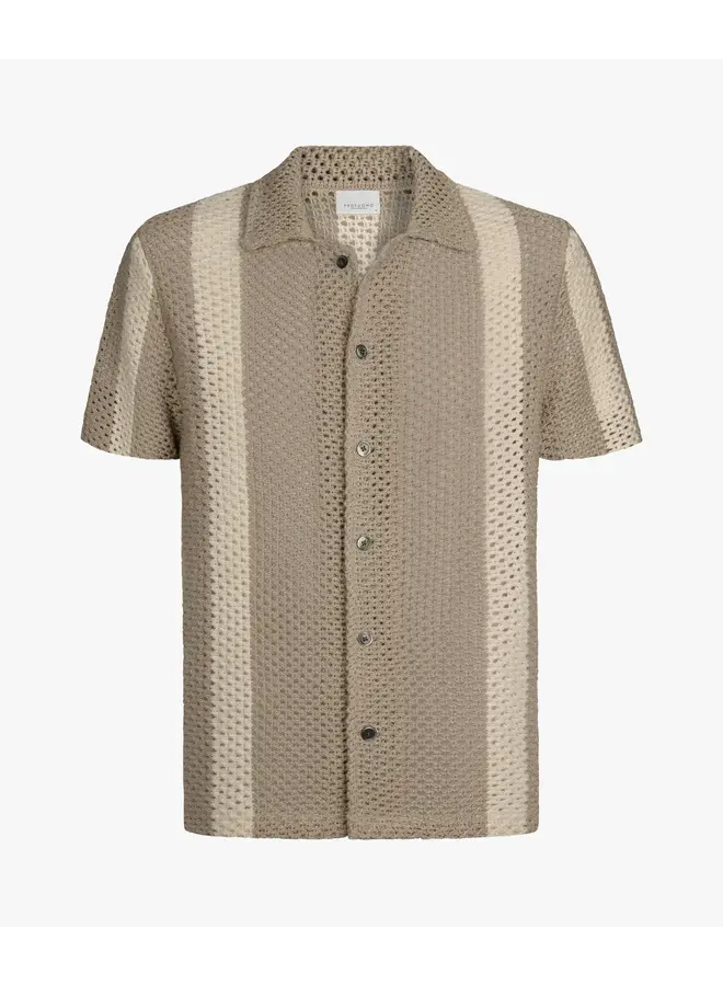 Poloshirt Korte Mouw Beige Crochet Button Through PPXD10022B