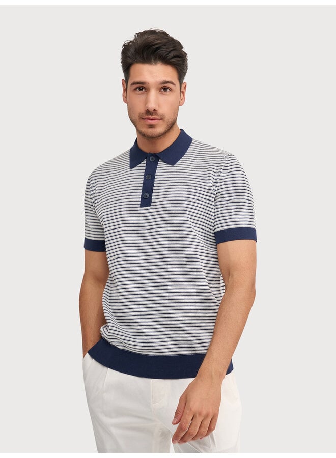 Polo Gebreid Structuur KBIS26-M20 Denim Blauw