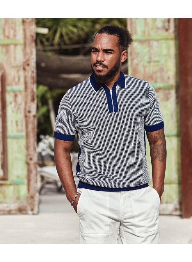 Polo Half Zip Gebreid KBIS26-M21 Navy