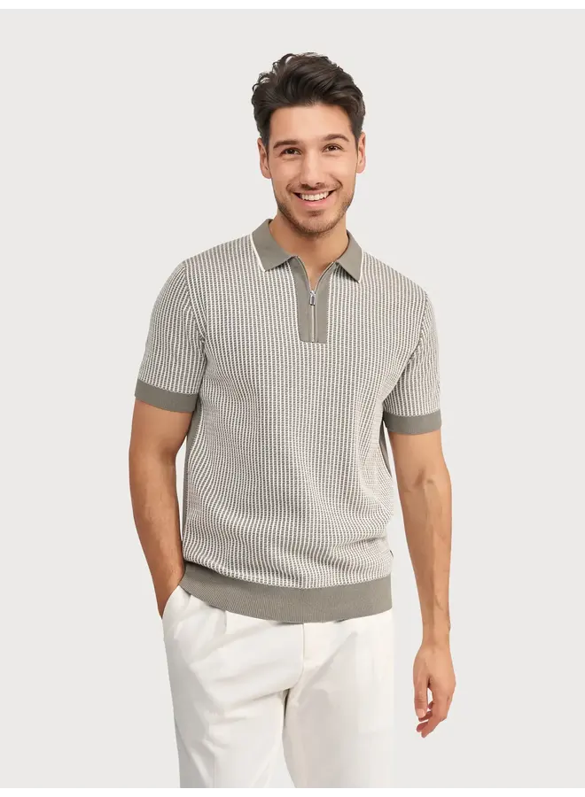 Polo Half Zip Gebreid KBIS26-M21 Groen