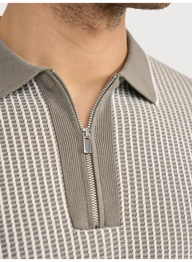 Polo Half Zip Gebreid KBIS26-M21 Groen