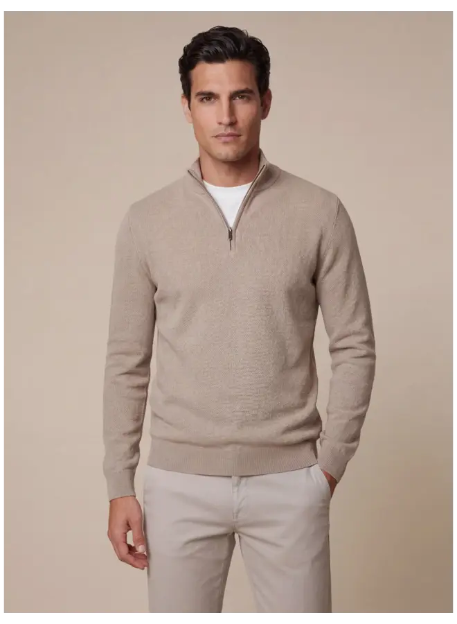Levanzio Half Zip Trui 118261000 Kleur 840000 Taupe