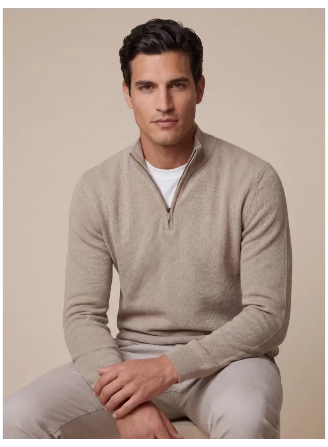 Levanzio Half Zip Trui 118261000 Kleur 840000 Taupe