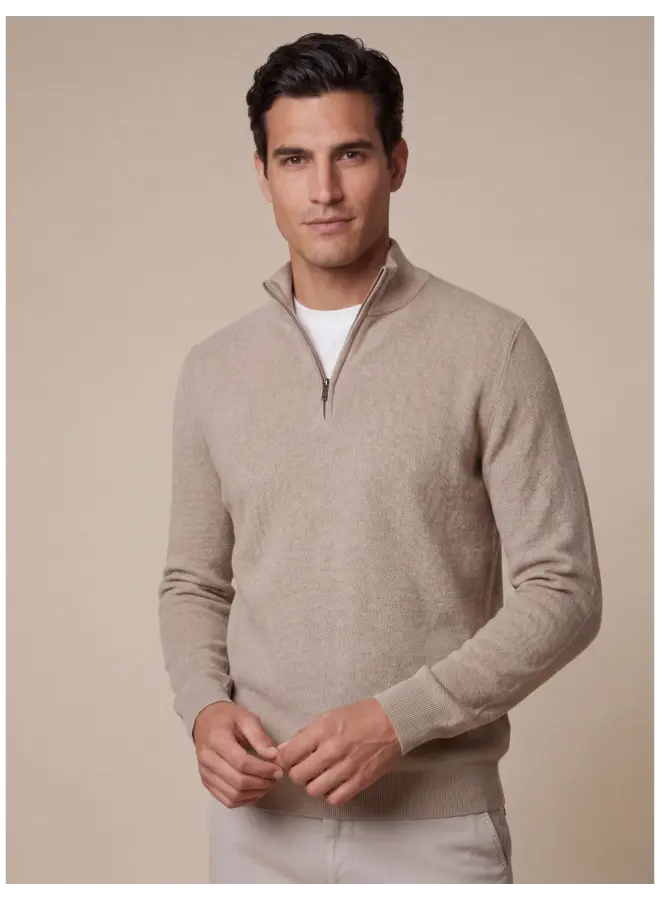Levanzio Half Zip Trui 118261000 Kleur 840000 Taupe