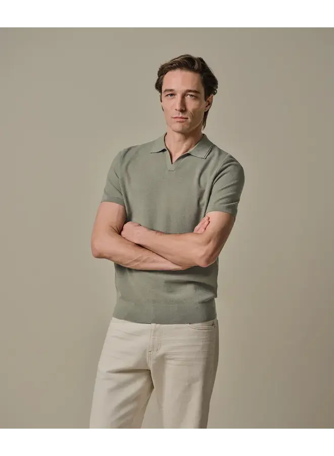 Polo Mid Groen Luxury Basic Open Collar PPXD10009D