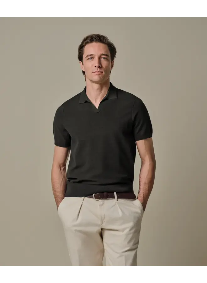 Polo Donkerbruin Luxury Basic Open Collar PPXD10009C