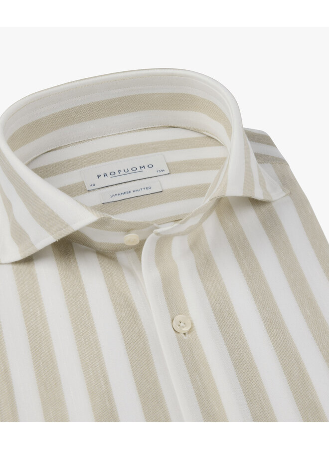 Overhemd Japanese Knitted Balk Streep Beige PPXH10035A