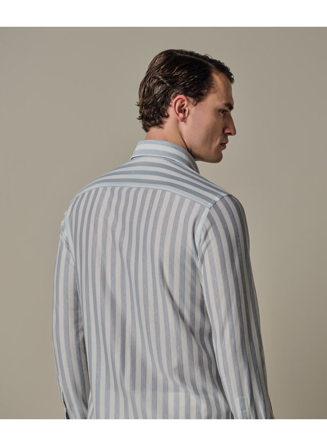 Overhemd Japanese Knitted Balk Streep Licht Blauw PPXH10035B