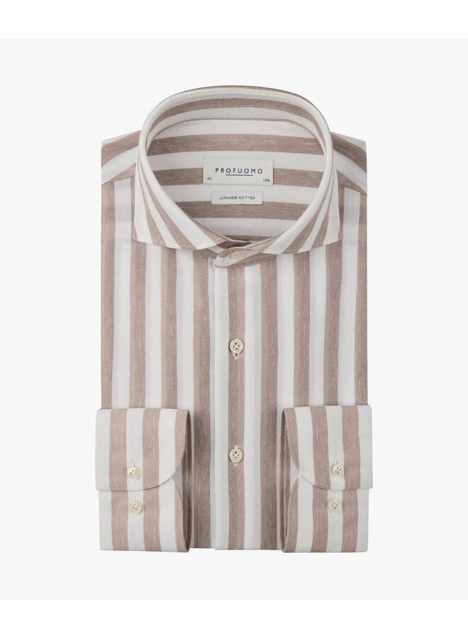 Overhemd Japanese Knitted Balk Streep Rood Roze PPXH10035C