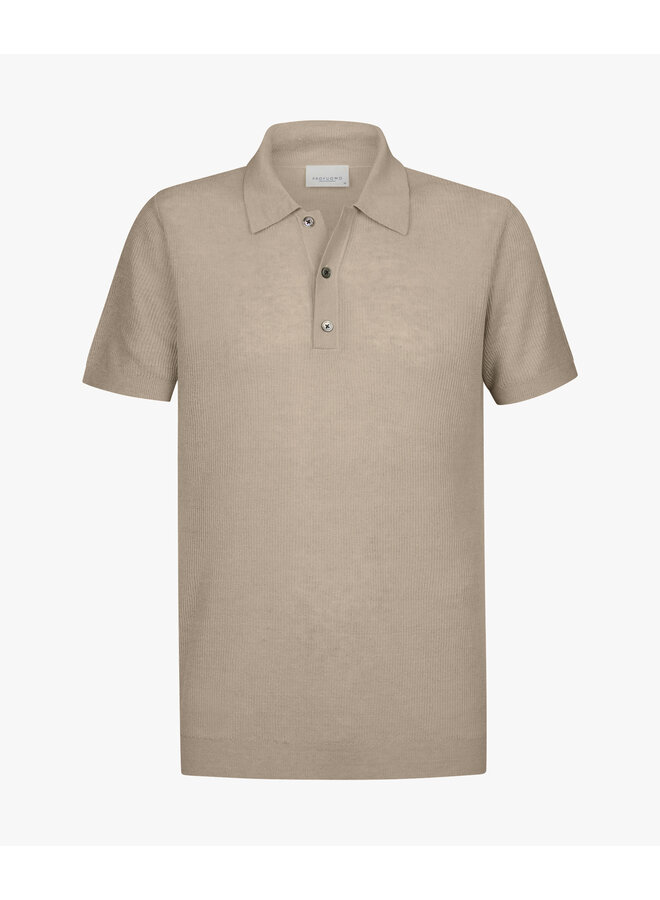 Polo Korte Mouw Linnen Blend Beige PPXD10017C