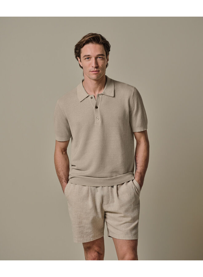 Polo Korte Mouw Linnen Blend Beige PPXD10017C