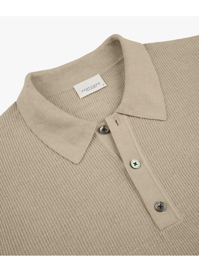 Polo Korte Mouw Linnen Blend Beige PPXD10017C