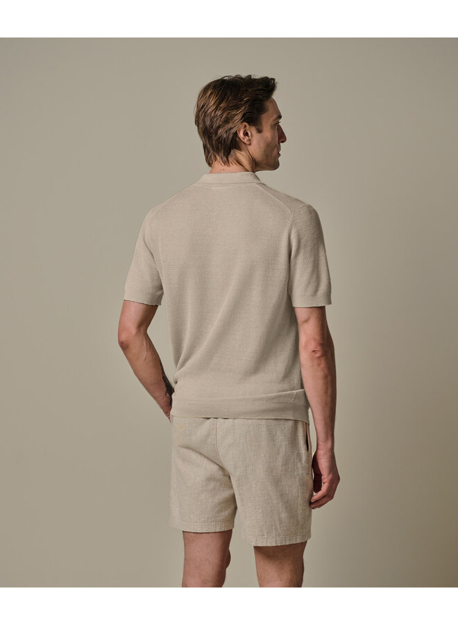 Polo Korte Mouw Linnen Blend Beige PPXD10017C