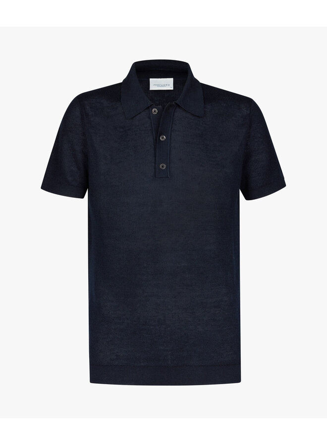 Polo Korte Mouw Linnen Blend Navy PPXD10017A