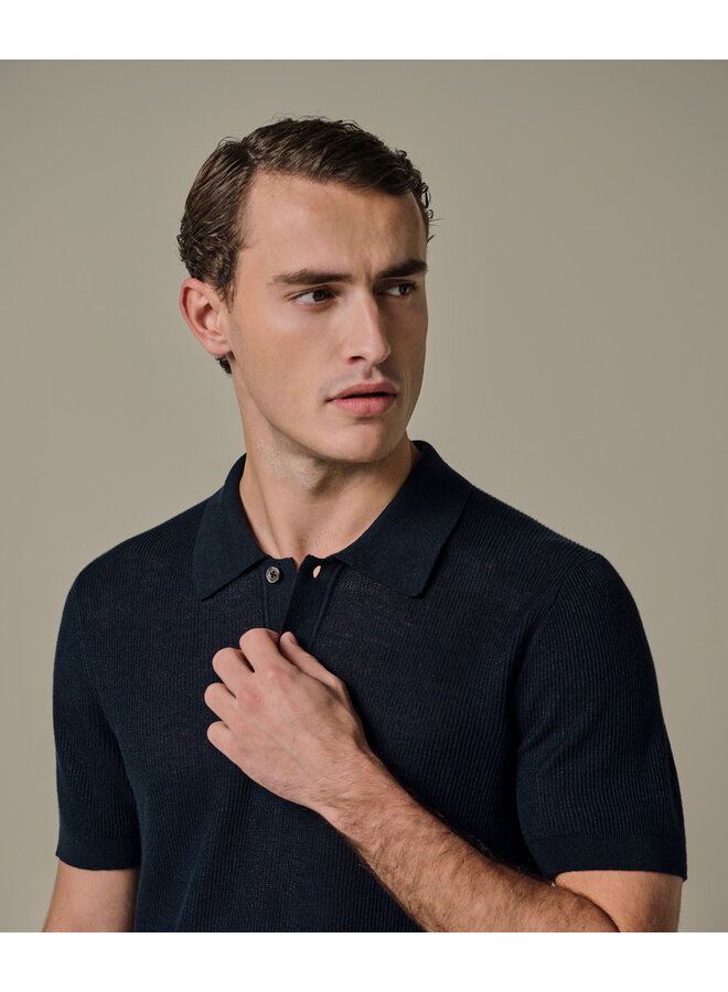 Polo Korte Mouw Linnen Blend Navy PPXD10017A
