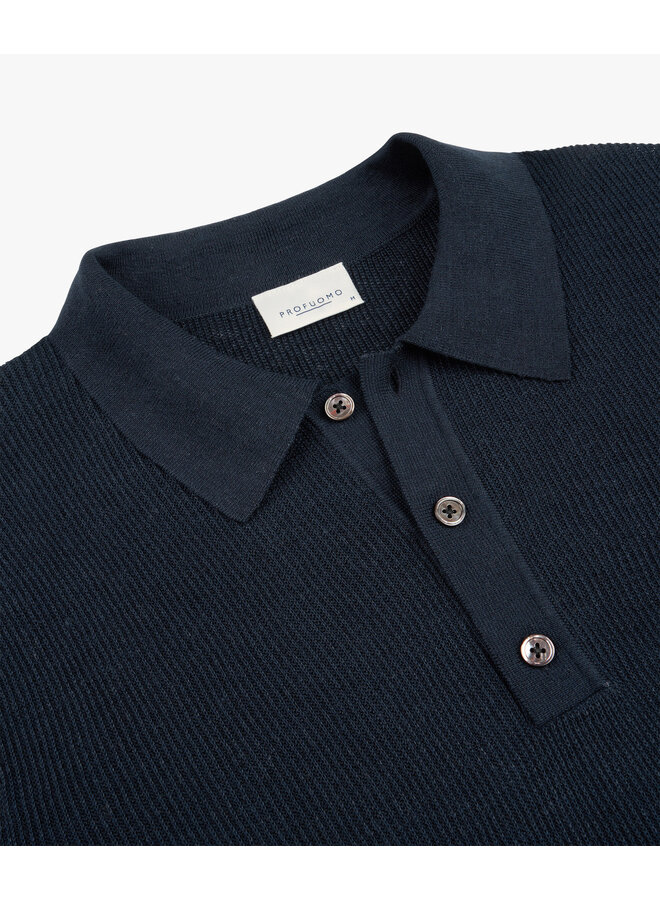 Polo Korte Mouw Linnen Blend Navy PPXD10017A