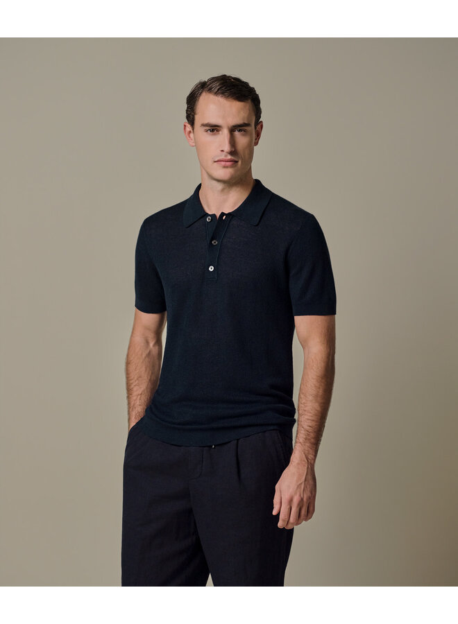 Polo Korte Mouw Linnen Blend Navy PPXD10017A