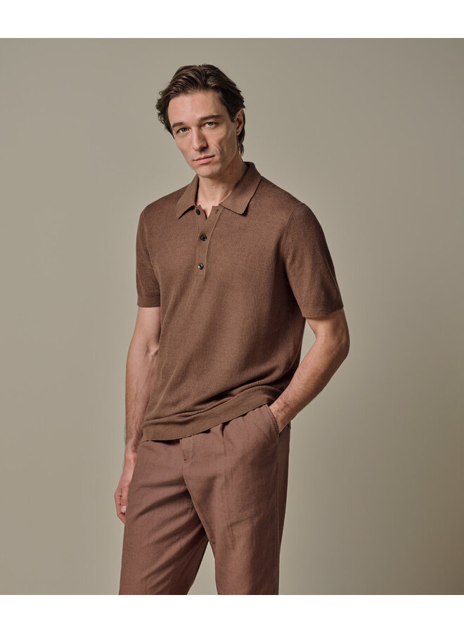 Polo Korte Mouw Linnen Blend Rood Roze PPXD10017B