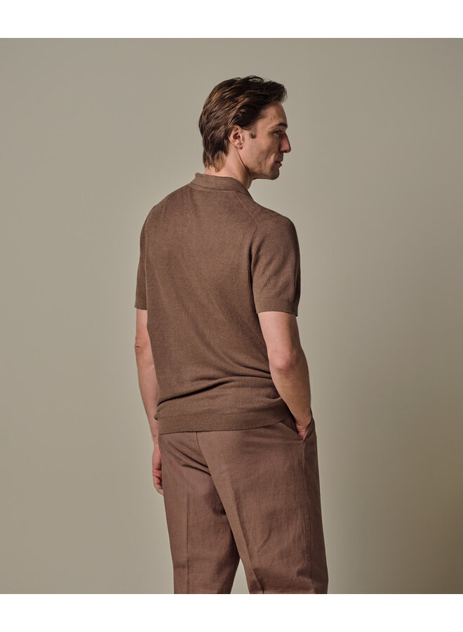 Polo Korte Mouw Linnen Blend Rood Roze PPXD10017B