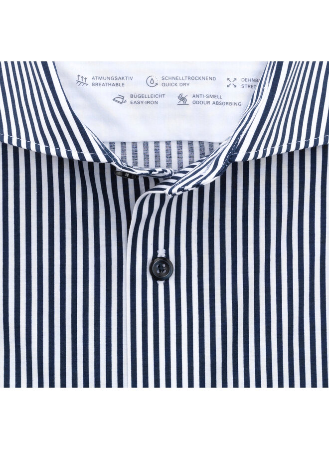 Overhemd Knitted 24/7 Modern-Fit Streep Marine Blauw 1232 84 18