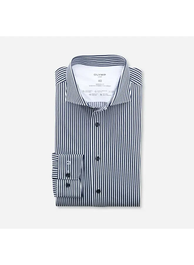 Overhemd Knitted 24/7 Modern-Fit Streep Marine Blauw 1232 84 18