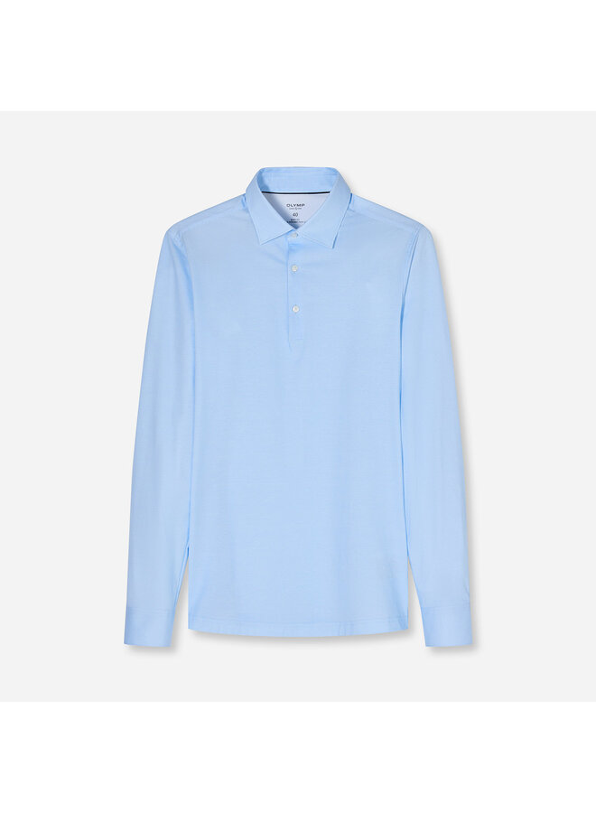 Polo Lange Mouw Knitted 24/7 Body-Fit Structuur Licht Blauw 2120 14 11