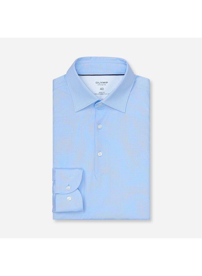 Polo Lange Mouw Knitted 24/7 Body-Fit Structuur Licht Blauw 2120 14 11