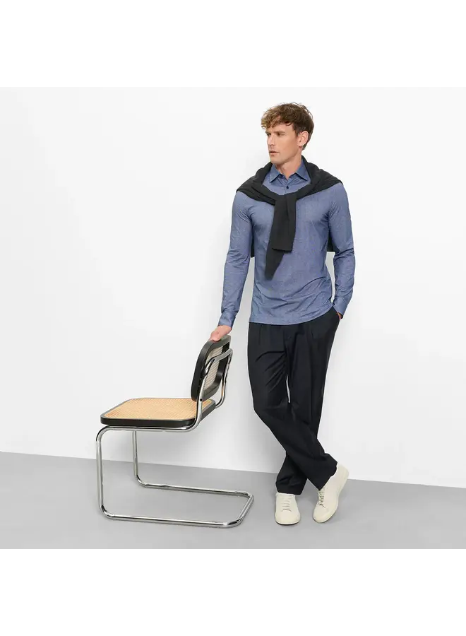 Polo Lange Mouw Knitted 24/7 Body-Fit Structuur Marine Blauw 2120 14 18