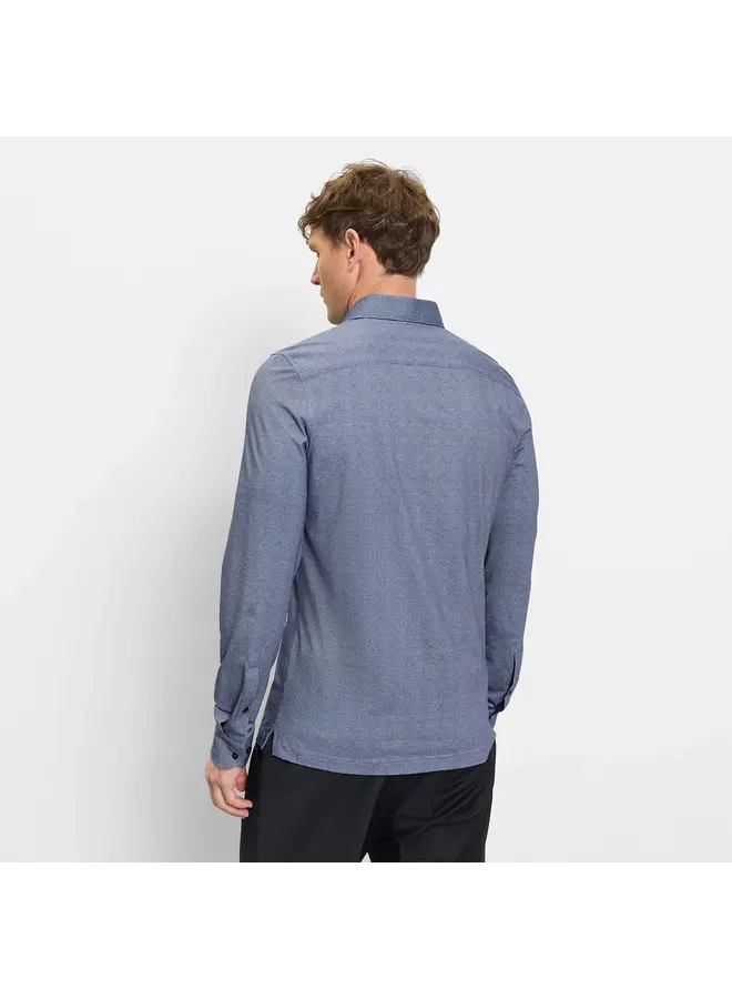Polo Lange Mouw Knitted 24/7 Body-Fit Structuur Marine Blauw 2120 14 18