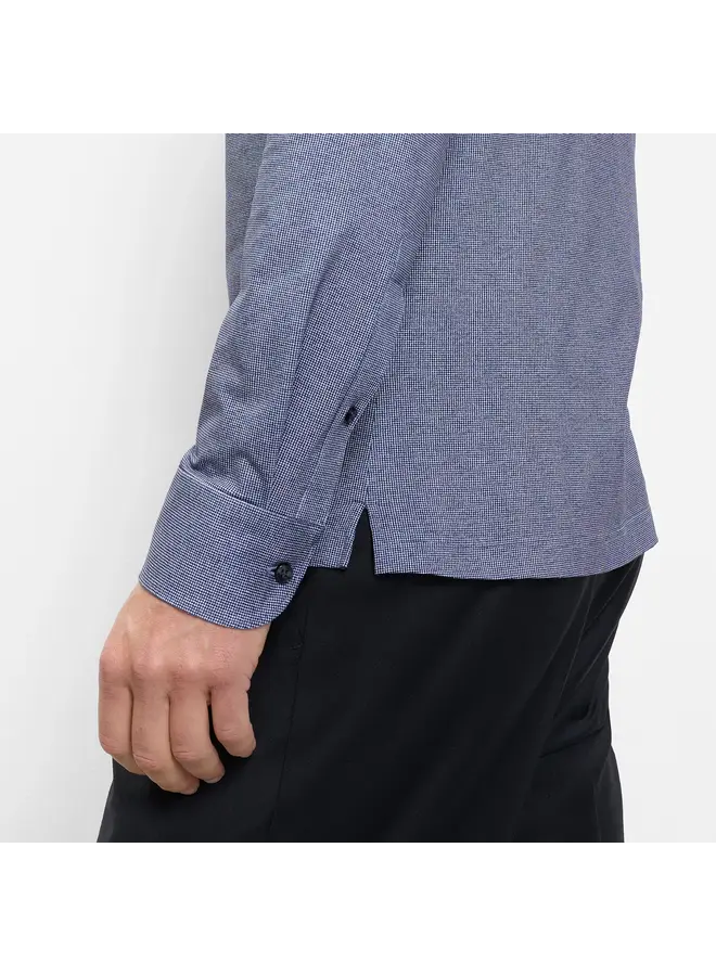 Polo Lange Mouw Knitted 24/7 Body-Fit Structuur Marine Blauw 2120 14 18