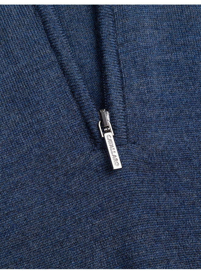 Merino Half Zip Pullover 118265001 Kleur 650000 Mid Blue