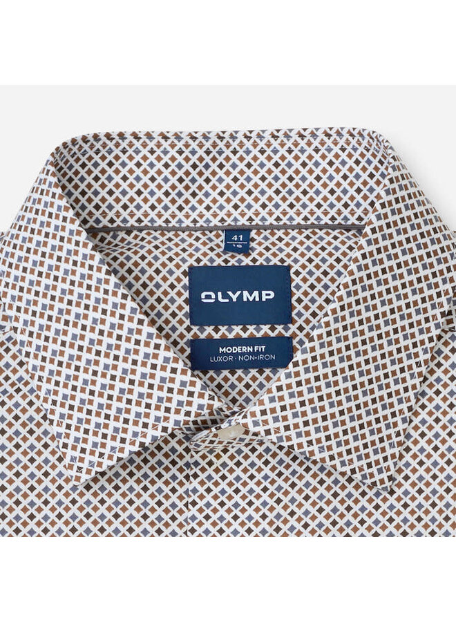 Overhemd Print Nougat Modern Fit Luxor 1308 24 27
