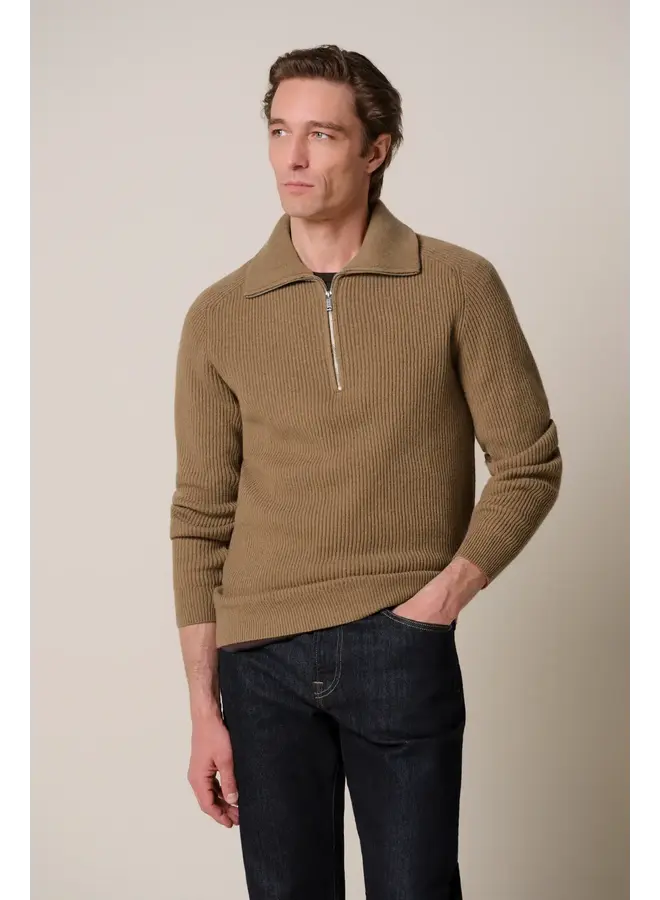 Pullover Half Zip Heavy Wol Cognac PPXJ30058C