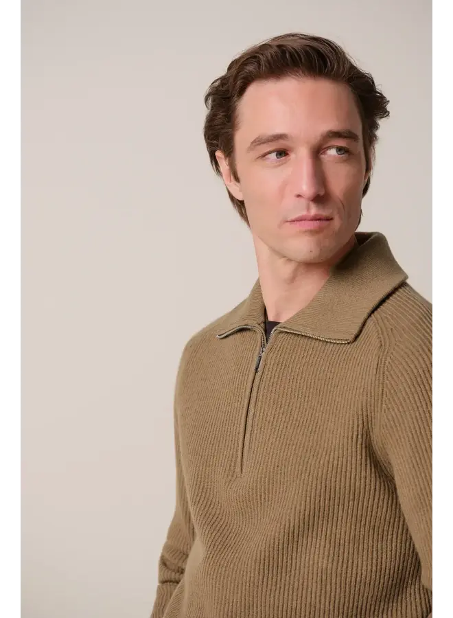 Pullover Half Zip Heavy Wol Cognac PPXJ30058C