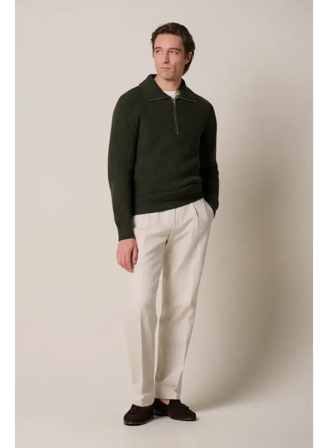 Pullover Half Zip Heavy Wol Donkergroen PPXJ30058E