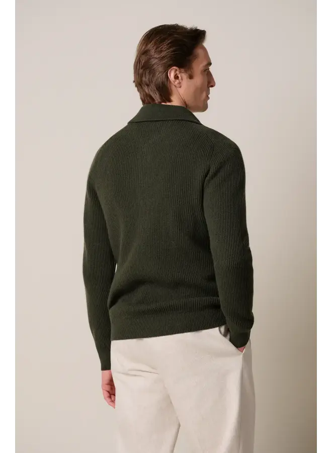 Pullover Half Zip Heavy Wol Donkergroen PPXJ30058E