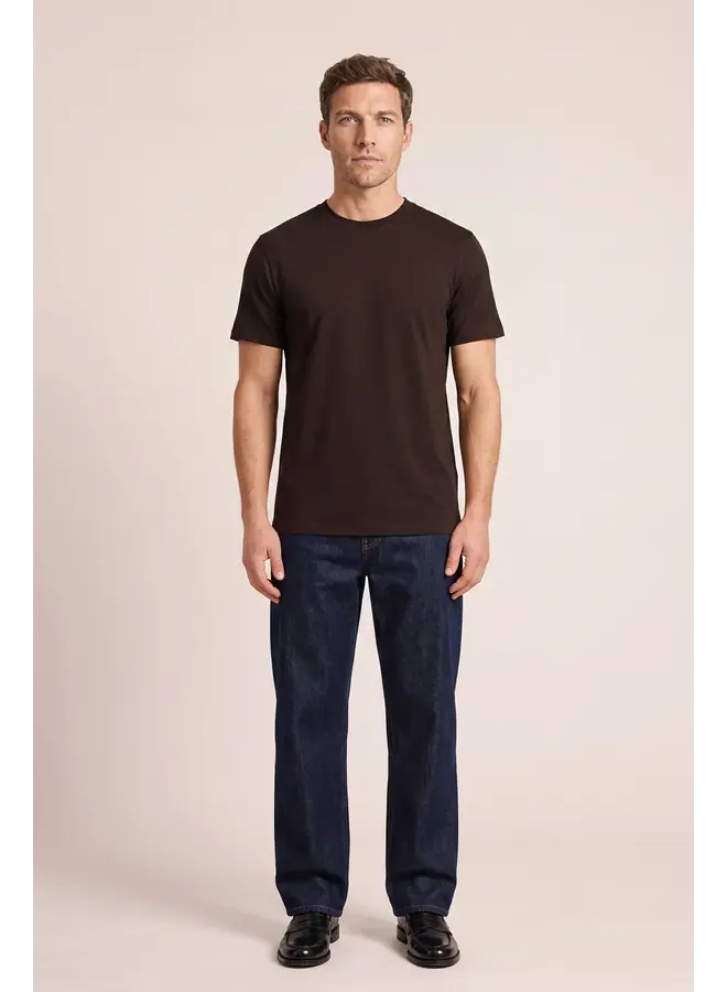 T-Shirt Luca Liquid Cotton 625078 col 80 Donkerbruin