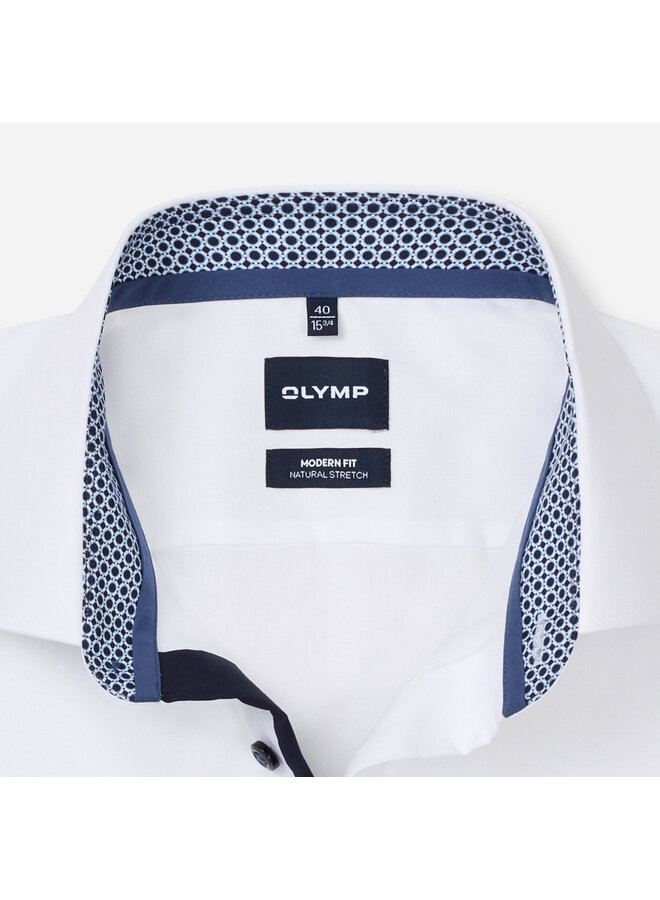 Overhemd Wit Accent Blauw Modern Fit Luxor 1360 24 15