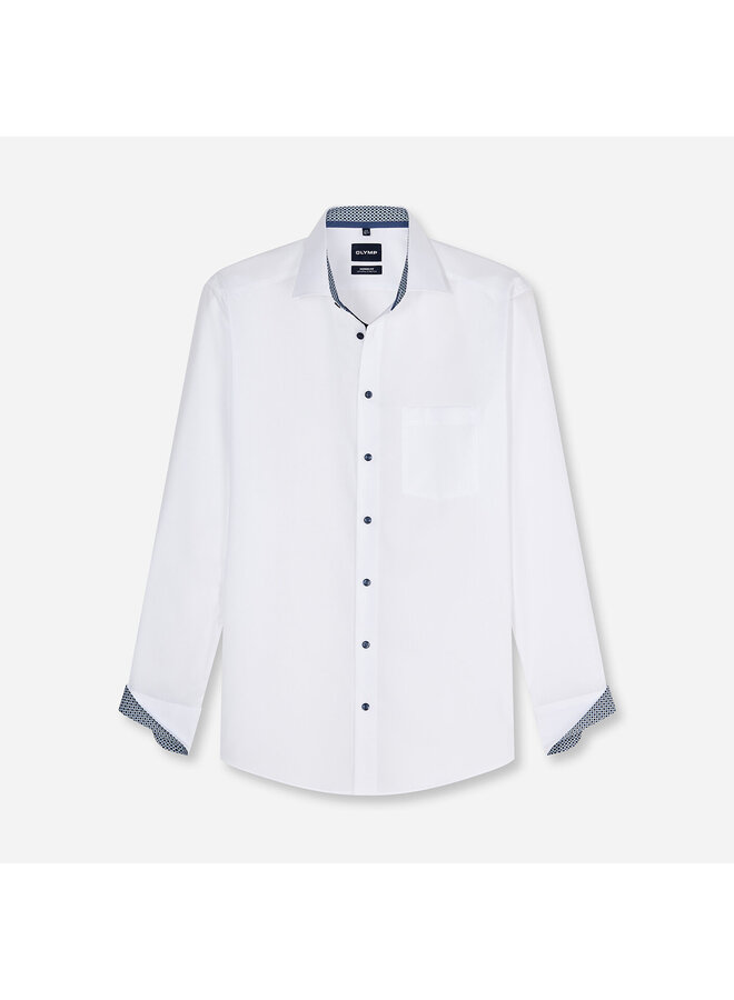 Overhemd Wit Accent Blauw Modern Fit Luxor 1360 24 15