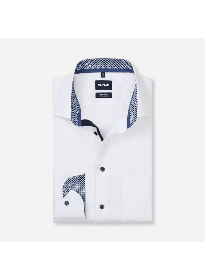 Overhemd Wit Accent Blauw Modern Fit Luxor 1360 24 15