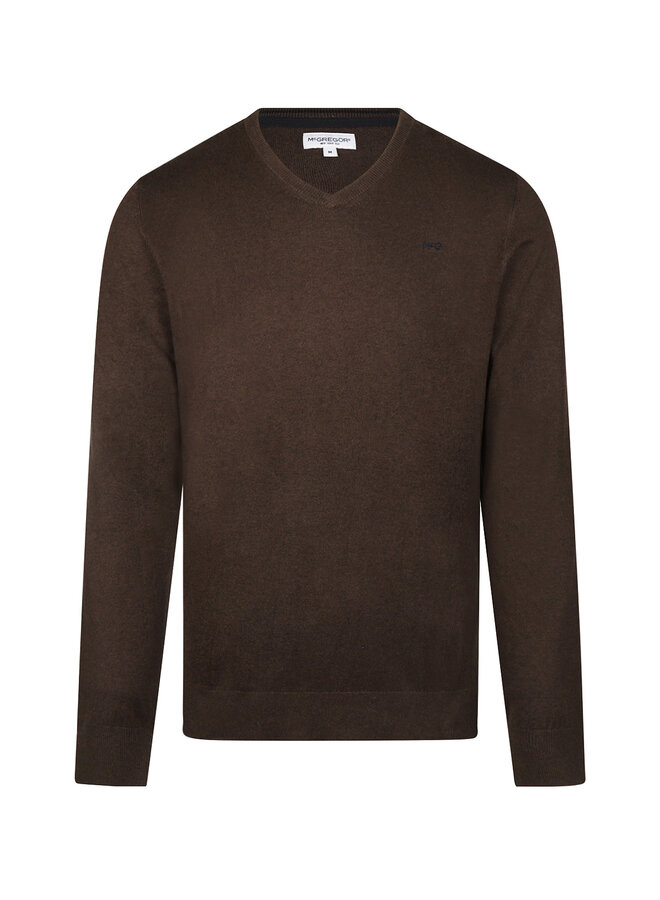 Trui Katoen-Kasjmier V-Hals MM999.1201.01 Chocolate Brown