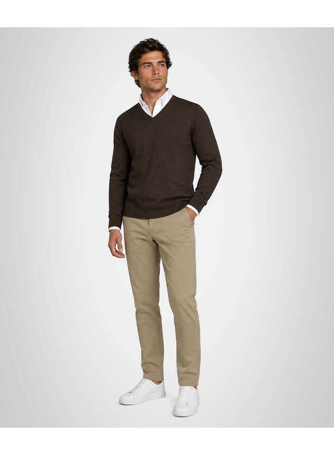 Trui Katoen-Kasjmier V-Hals MM999.1201.01 Chocolate Brown