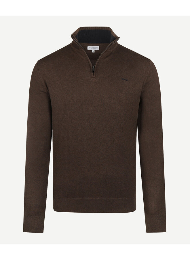 Zip Mock Trui Katoen-Kasjmier MM262.1204.01 Chocolate Brown