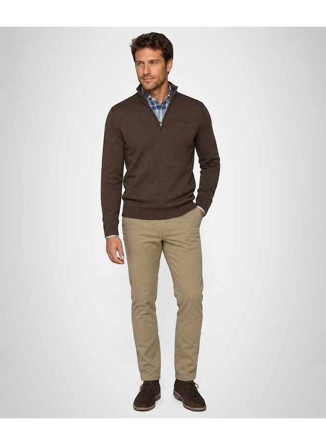 Zip Mock Trui Katoen-Kasjmier MM262.1204.01 Chocolate Brown