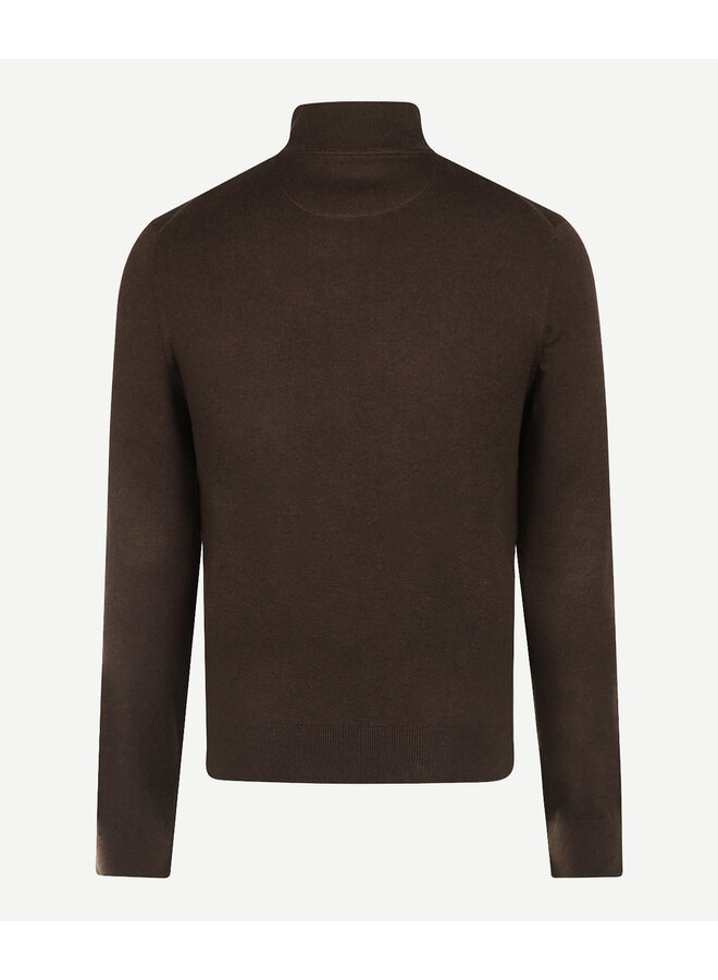 Zip Mock Trui Katoen-Kasjmier MM262.1204.01 Chocolate Brown