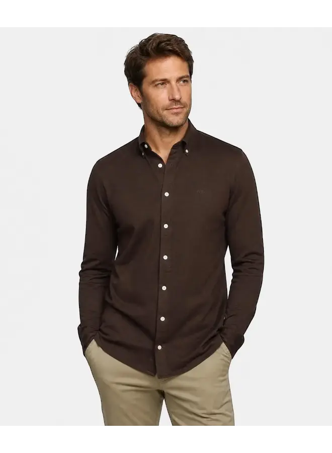Overhemd Stretch Piqué MM262.6001.01 Chocolate Brown