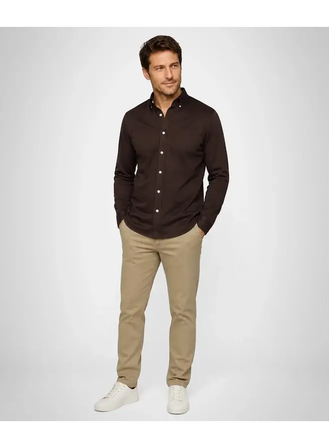 Overhemd Stretch Piqué MM262.6001.01 Chocolate Brown