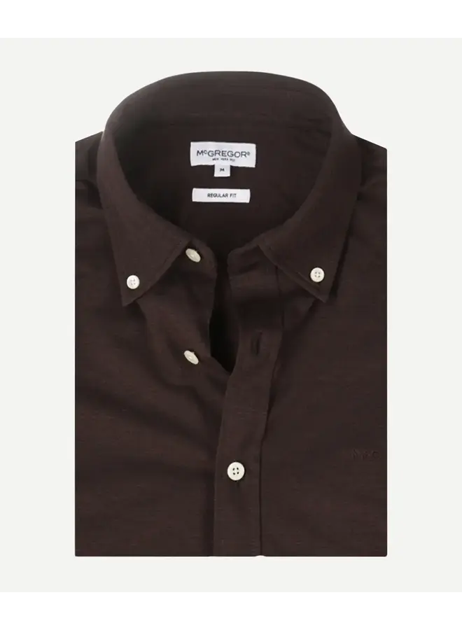 Overhemd Stretch Piqué MM262.6001.01 Chocolate Brown