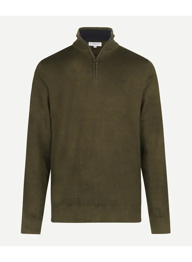 Zip Mock Trui Katoen-Kasjmier MM262.1204.01 Dark Olive
