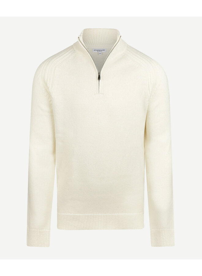Zip Mock Ribbed Trui Lamswol MM262.1204.03 Off White